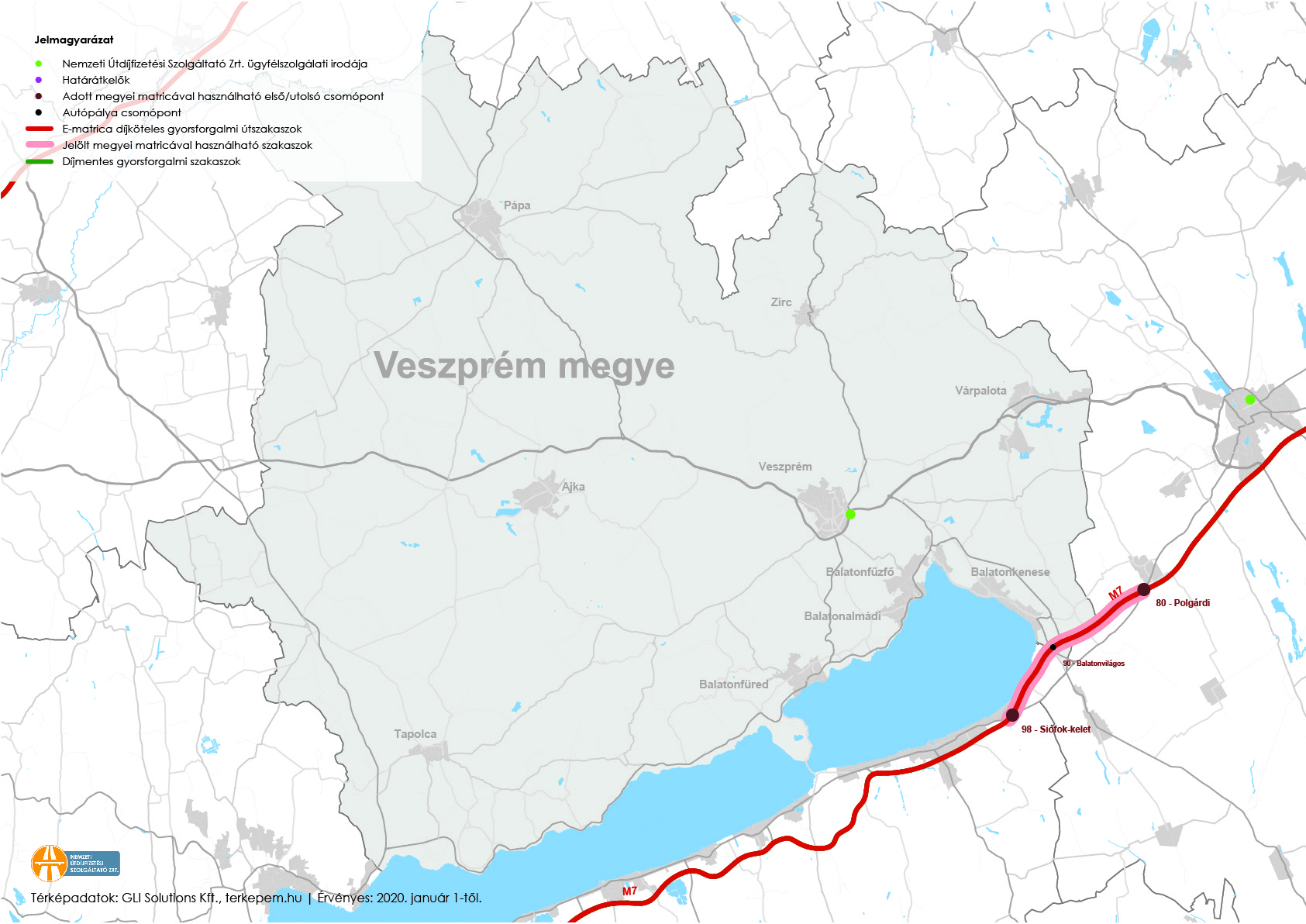 Veszprém megye fizetős utak